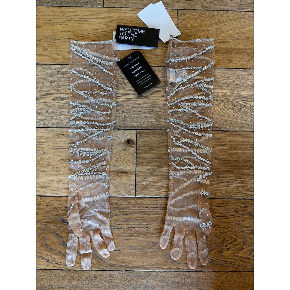 retrofete Lyric Embellished Sheer Gloves Tannin Womens Size OS - Picture 5 of 7